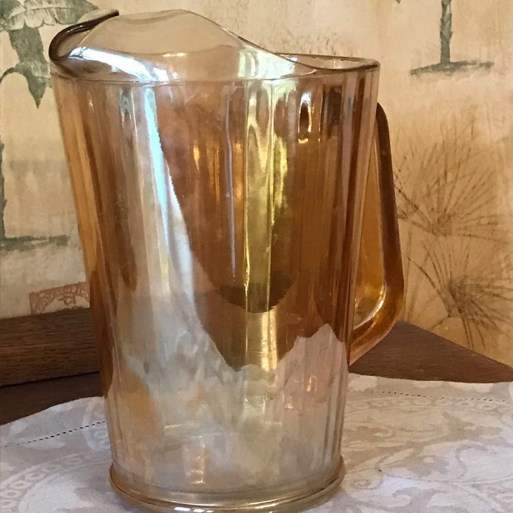 VINTAGE CARNIVAL GLASS IRIDESCENT PITCHER - Picture 2 of 14